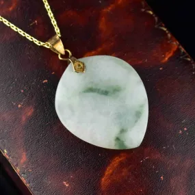 14K Gold Moss in Snow Jade Heart Pendant Necklace 14K Gold Moss in Snow Jade Heart Pendant Necklace
