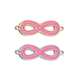 18K Gold PVD Stainless Steel Epoxy Pink Infinity Charm / PDL0050 18K Gold PVD Stainless Steel Epoxy Pink Infinity Charm / PDL0050
