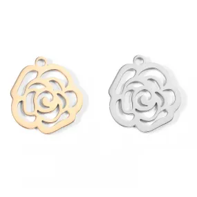 18K Gold PVD Stainless Steel Rose Charm / PDL0026 18K Gold PVD Stainless Steel Rose Charm / PDL0026