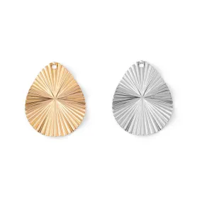 18K Gold PVD Stainless Steel Textured Sunburst Teardrop Charm / PDL0053 18K Gold PVD Stainless Steel Textured Sunburst Teardrop Charm / PDL0053