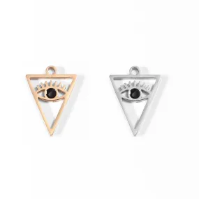 18K Gold PVD Stainless Steel Triangle Evil Eye Charm / PDL0027 18K Gold PVD Stainless Steel Triangle Evil Eye Charm / PDL0027