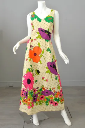 1960s 70s Flower Power Maxi Sundress 1960s 70s Flower Power Maxi Sundress