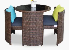 2 Seater Round Compact Rattan Bistro Furniture Set 2 Seater Round Compact Rattan Bistro Furniture Set