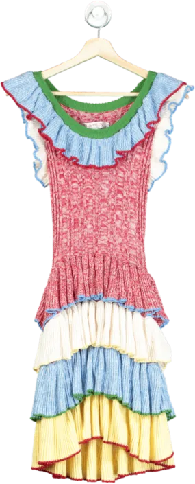 3 Shun Multicolour Ruffled Knit Dress UK S 3 Shun Multicolour Ruffled Knit Dress UK S