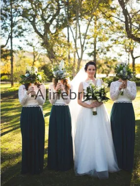 A-line Top Lace Long Sleevs Elegant Modest Bridesmaid Dresses AB4226 A-line Top Lace Long Sleevs Elegant Modest Bridesmaid Dresses AB4226