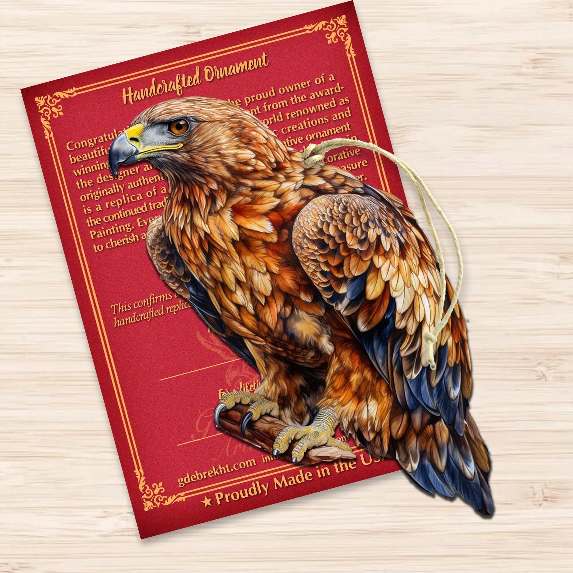 Alaskan Golden Eagle Wooden Ornaments by G.Debrekht - Wildlife Holiday Décor - 8710101-5
