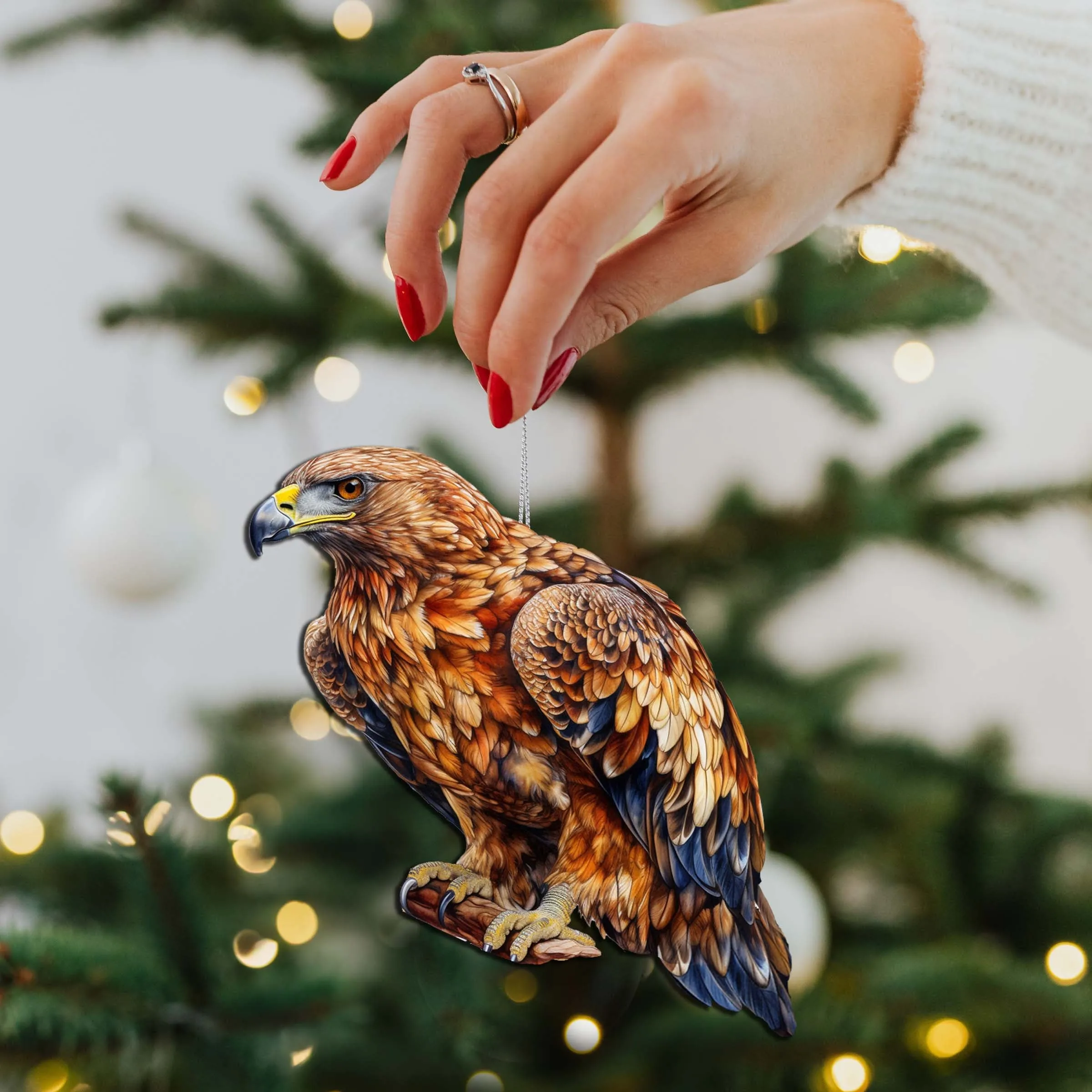 Alaskan Golden Eagle Wooden Ornaments by G.Debrekht - Wildlife Holiday Décor - 8710101-5