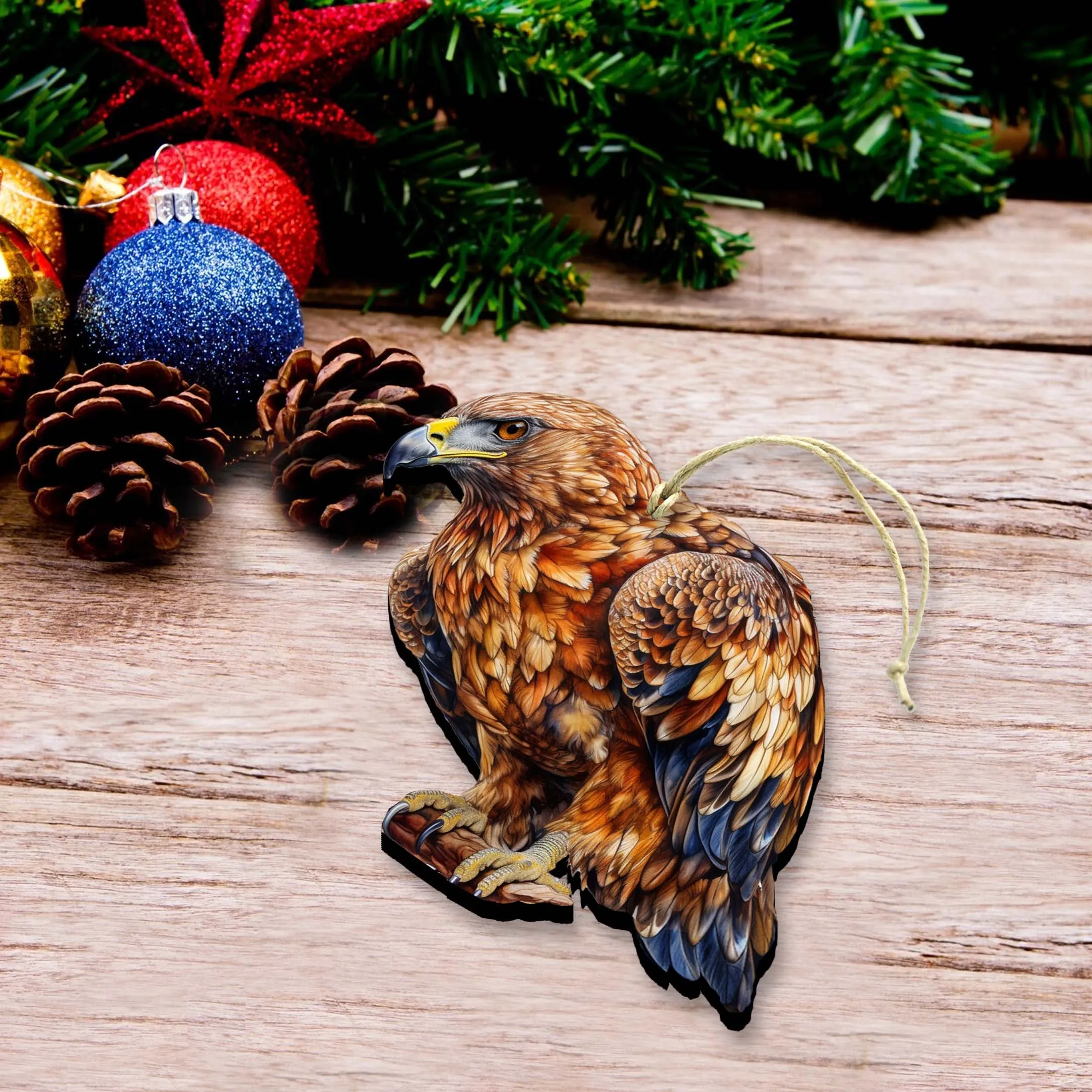 Alaskan Golden Eagle Wooden Ornaments by G.Debrekht - Wildlife Holiday Décor - 8710101-5