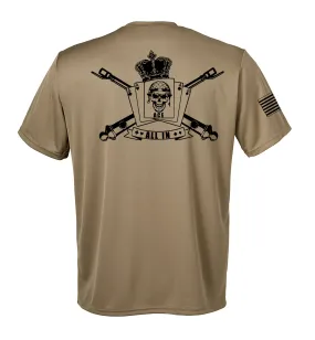 Alpha Battery Performance Coyote Tan Closed Mesh Unisex Shirt (Black Design). This shirt is NOT approved for PT Alpha Battery Performance Coyote Tan Closed Mesh Unisex Shirt (Black Design). This shirt is NOT approved for PT