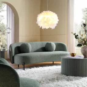 Amboise 3-Seater Curved Sofa with Ball Cushions, Spruce Green Textured Fabric Amboise 3-Seater Curved Sofa with Ball Cushions, Spruce Green Textured Fabric