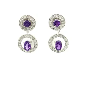 Amethyst and Diamond Dangle Earrings Amethyst and Diamond Dangle Earrings