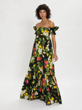 Antigone Floral Cotton Maxi Dress – Black Antigone Floral Cotton Maxi Dress – Black