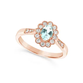 Aquamarine and Diamond Halo Ring Aquamarine and Diamond Halo Ring