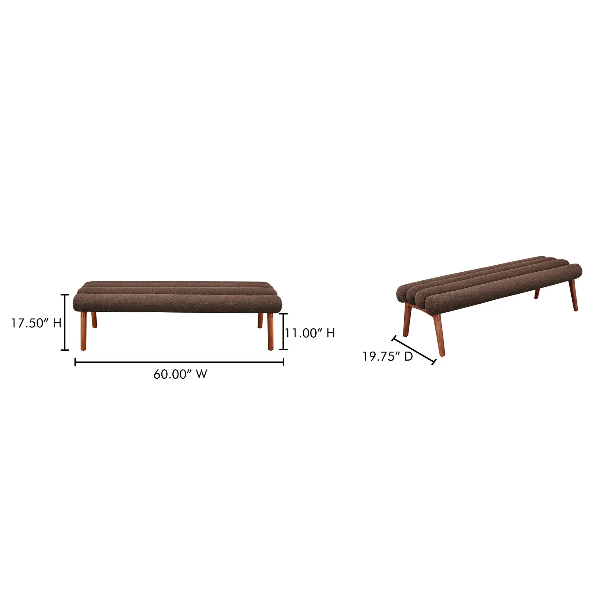 Arlo - Bench Performance Fabric - Dark Brown