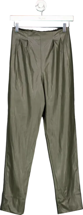 ASOS Design Khaki Faux Leather Trousers UK 6 ASOS Design Khaki Faux Leather Trousers UK 6