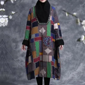 Babakud Women Winter Ethnic Flower Cotton Long Coat Babakud Women Winter Ethnic Flower Cotton Long Coat