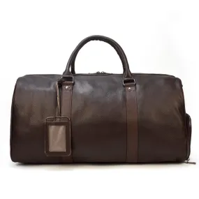 Barnaby Cowhide Leather Duffel Bag With Shoe Pocket Barnaby Cowhide Leather Duffel Bag With Shoe Pocket