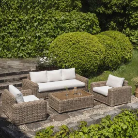 Bellagio Round Wicker Sofa Set with Coffee Table, Natural Bellagio Round Wicker Sofa Set with Coffee Table, Natural