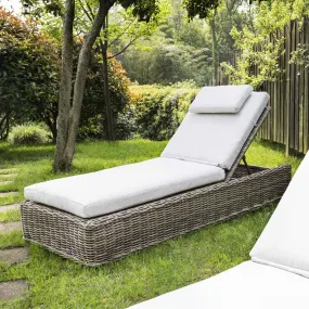 Bellagio Round Wicker Sun Lounger with Headrest, Natural Bellagio Round Wicker Sun Lounger with Headrest, Natural