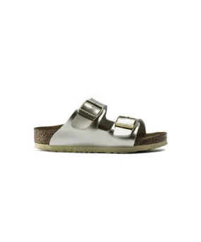Birkenstock Kids Arizona Birko-Flor Electric Metallic Gold Sandals Birkenstock Kids Arizona Birko-Flor Electric Metallic Gold Sandals