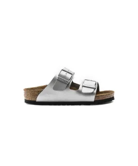 Birkenstock Kids Arizona Birko-Flor Silver Sandals Birkenstock Kids Arizona Birko-Flor Silver Sandals