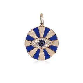 BLUE LAPIS AND DIAMOND EVIL EYE MEDALLION BLUE LAPIS AND DIAMOND EVIL EYE MEDALLION
