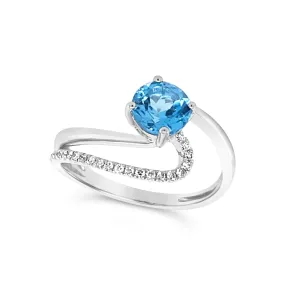 Blue Topaz and Diamond Accented Contemporary Design Ring Blue Topaz and Diamond Accented Contemporary Design Ring
