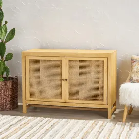Boho 2 Door Mango Wood Cabinet with Wicker Caning - NH097013 Boho 2 Door Mango Wood Cabinet with Wicker Caning - NH097013