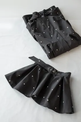 Buckle Belt with Peplum Detail in Black with White Dots | Timeless Polka Dots Buckle Belt with Peplum Detail in Black with White Dots | Timeless Polka Dots