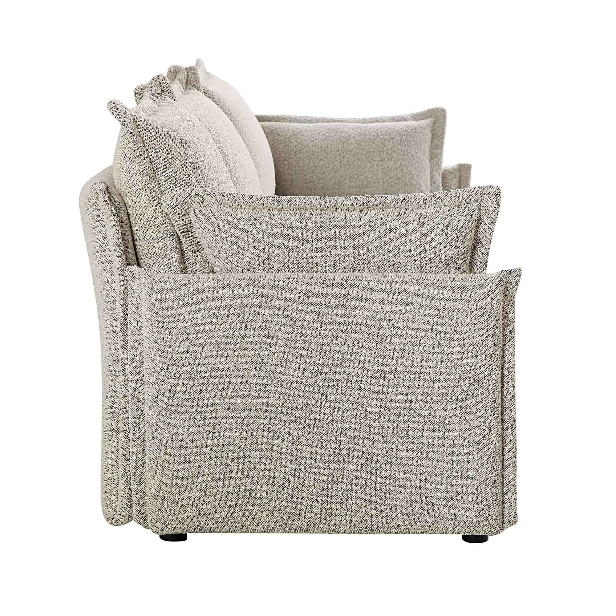Byron Pillow Edge Mist Grey Boucle Modular Sofa, 3-Seater