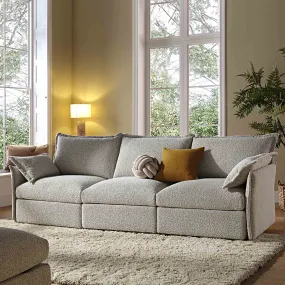 Byron Pillow Edge Mist Grey Boucle Modular Sofa, 3-Seater Byron Pillow Edge Mist Grey Boucle Modular Sofa, 3-Seater