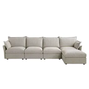 Byron Pillow Edge Mist Grey Boucle Modular Sofa, 4-Seater Chaise Byron Pillow Edge Mist Grey Boucle Modular Sofa, 4-Seater Chaise