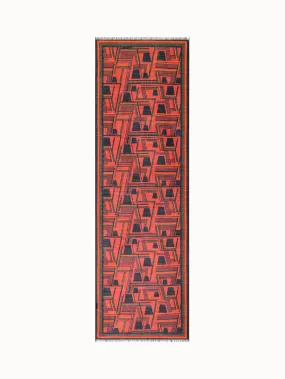 Cashmere Silk Scarf with Zig Zag Trapezoid Print Cashmere Silk Scarf with Zig Zag Trapezoid Print