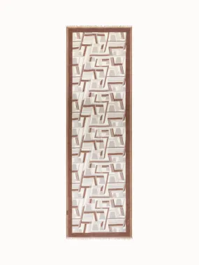 Cashmere Silk Scarf with Zig Zag Trapezoid Print Cashmere Silk Scarf with Zig Zag Trapezoid Print