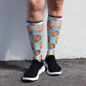 Colorful Turkeys Compression Socks (Knee-High) Colorful Turkeys Compression Socks (Knee-High)