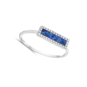 Contemporary Design Opal and Diamond Halo Ring Contemporary Design Opal and Diamond Halo Ring