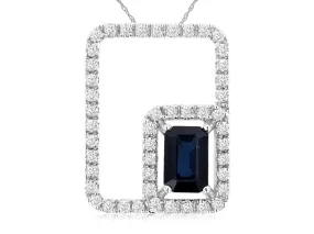 Contemporary Geometric Sapphire and Diamond Pendant Contemporary Geometric Sapphire and Diamond Pendant
