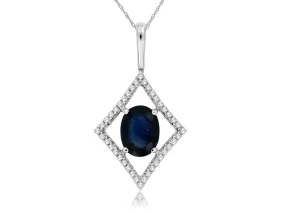 Contemporary Style Sapphire and Open Diamond Halo Pendant Contemporary Style Sapphire and Open Diamond Halo Pendant