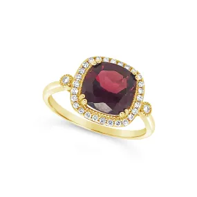 Cushion Garnet and Diamond Halo Ring Cushion Garnet and Diamond Halo Ring