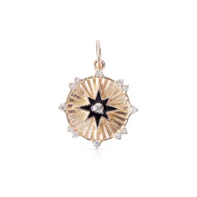 DIAMOND AND ENAMEL FLUTED MEDALLION DIAMOND AND ENAMEL FLUTED MEDALLION