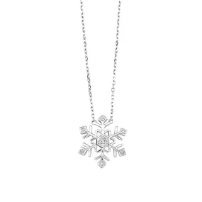 Diamond Snowflake Pendant Necklace in Sterling Silver, 0.02 cttw Diamond Snowflake Pendant Necklace in Sterling Silver, 0.02 cttw