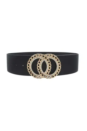 Double Circle Chain And Rhinestone Trim Design Belt Double Circle Chain And Rhinestone Trim Design Belt