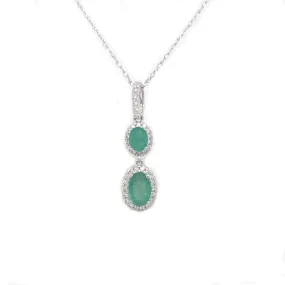 Double Oval Emerald and Diamond Halo Pendant Double Oval Emerald and Diamond Halo Pendant