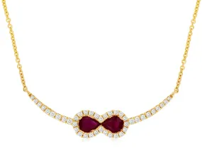 Double Pear Shaped Ruby and Diamond Bar Necklace Double Pear Shaped Ruby and Diamond Bar Necklace