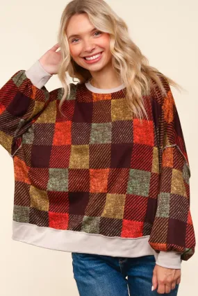 DROP SHOULDER COLOR BLOCK PLAID CHECK PRINT DROP SHOULDER COLOR BLOCK PLAID CHECK PRINT