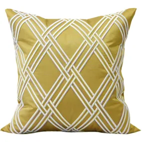 Embroidered Yellow Satin Throw Cushion Embroidered Yellow Satin Throw Cushion