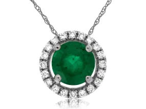 Emerald and Diamond Halo Pendant Emerald and Diamond Halo Pendant