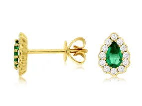 Emerald and Diamond Pear Shaped Stud Earrings Emerald and Diamond Pear Shaped Stud Earrings
