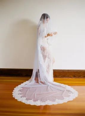 EVERMORE Pale Blue Italian Tulle Cathedral Veil EVERMORE Pale Blue Italian Tulle Cathedral Veil