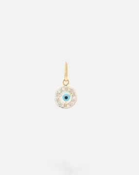 Evil Eye Charm Pendant - Round with Diamonds Small Evil Eye Charm Pendant - Round with Diamonds Small
